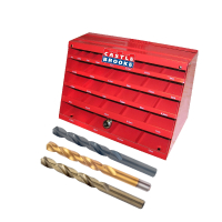 Red cabinet Drill Box Displays